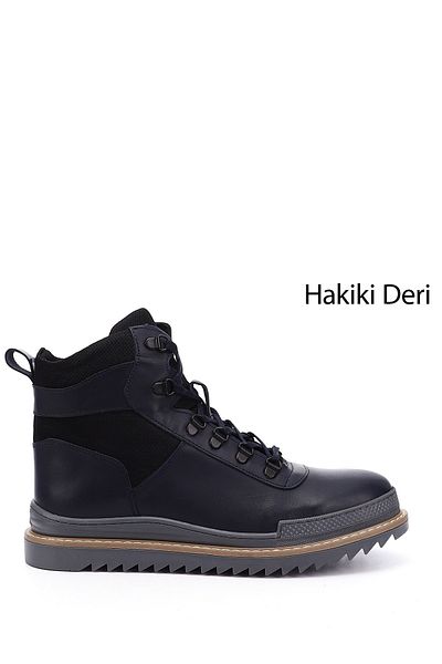 GÖNDERİ(R) Men's Navy Blue Zippered Genuine Leather Outdoor Boots