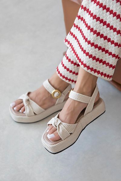 STRASWANS Motta Women's Straw Sandals Beige
