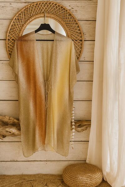 Y-London 13022-2 Degradeli Püsküllü Bej Pareo