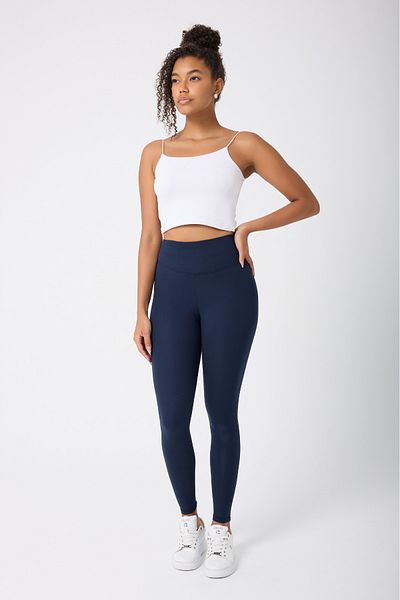 Myluvi Women's High Waist Cupro Tights Navy Blue |   Sports, Yoga, Running and Everyday