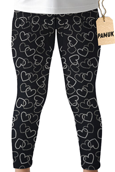 Dolce Destino Çocuk Tayt - Kalp Desenli Simli Mevsimlik Likralı Pamuklu Kız Ç...