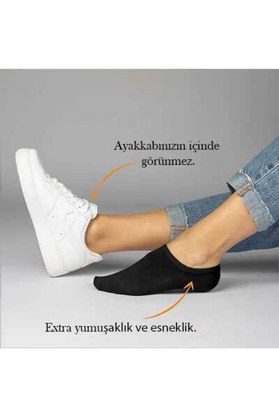 Çorapdiyari Premium Bamboo Men's Sneaker Invisible Ankle Sports Booties Socks Special Box of 9 - Black / White