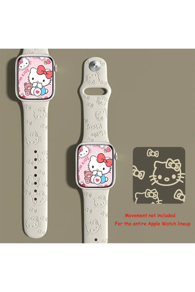 Miniso سوار ساعة آبل من Sanrio Hello Kitty مقاس 38 مم 40 مم 41 مم 38 مم 40 مم 41 مم 42 مم 44 مم 45 مم 49 مم مصنوع من السيليكون