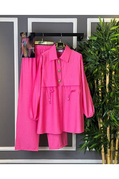 bergibo New Season Duru Double Suit - Shirt Pants Women's Bottom Top Suit Strawberry Fabric