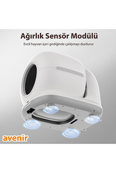 AVENİR AV-CB02W Otomatik Akıllı Kedi Tuvaleti Paspas Hediyeli App Kontrol 75L Hazne