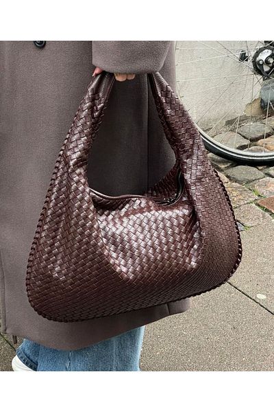 Die Fein Mercan Stores Knitted Detail Wide Shopper Campané Retro Hand and Shoulder Bag