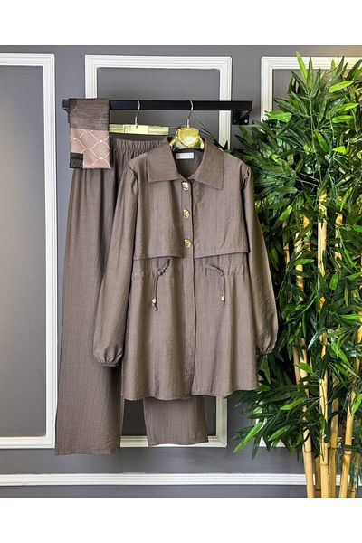 bergibo New Season Duru Double Suit - Shirt Pants Women's Bottom Top Suit Strawberry Fabric