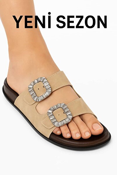 madam gold Women's Double Buckle Anatomical Comfortable Sole Women's Slippers