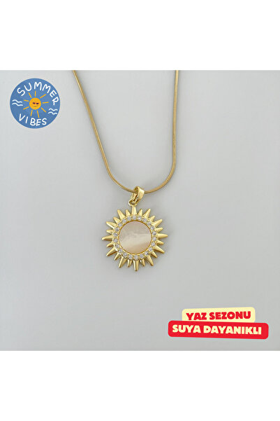 nerora Güneş Motifli Altın Kaplama İnce İtalyan Zincir Kolye Gold (Kararmama ...