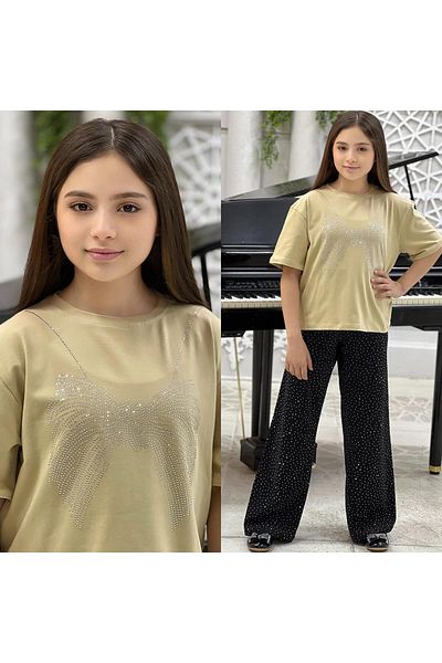 Amur Set de trening elegant pentru fete și set de top și fund cu date de piatră