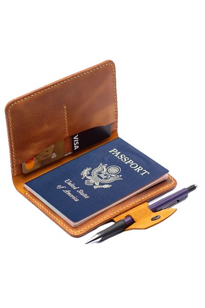 Bakani Leather Handmade Genuine Leather Passport Case – Travel Wallet with Card Holder and Pen Compartment – Men & Women