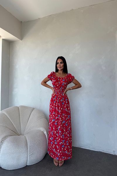 LİLA İSTANBUL Madonna Collar Floral Patterned Summer Dress