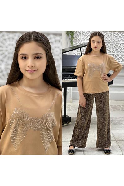 Amur Set de trening elegant pentru fete și set de top și fund cu date de piatră