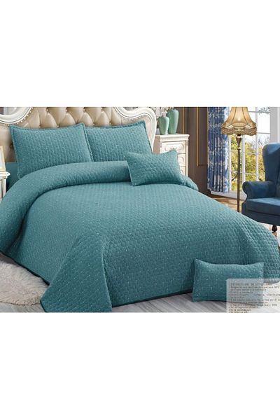 OEM Duvet cover and 4 pillowcases, Cotton and Linen, 5 pieces, Plain, 220x240cm, Turquoise