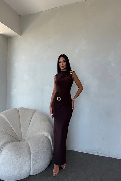 LİLA İSTANBUL Rochie cu design special cu cataramă pe umeri și talie
