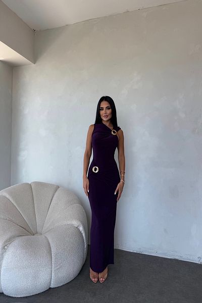LİLA İSTANBUL Special Design Dress with Shoulder and Waist Buckle