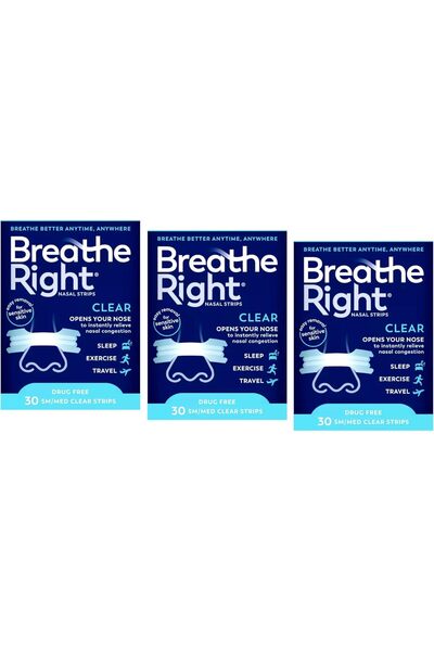 Breathe Right شرائط الأنف الأصلية باللون البني الصغير/المتوسط، 30 حبة (عبوة م...