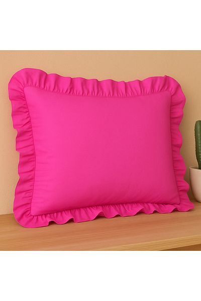 abidehanım 100% Cotton Ruffle Pillow Case 50X70 cm (1 Pc) Pink
