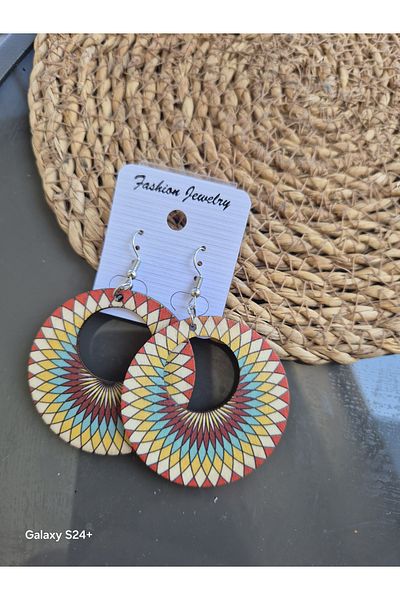 Pinkimaj Wooden Earrings Models Summer Chippy Style Dangle Earrings