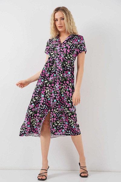 Zübeyde Sayın Rochie florală cu mânecă scurtă pentru damă