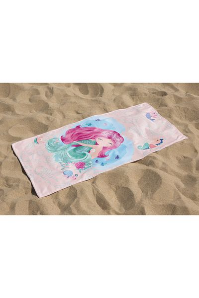 Home Mermaid Patterned Digital Printed Girl's Beach Bath Towel