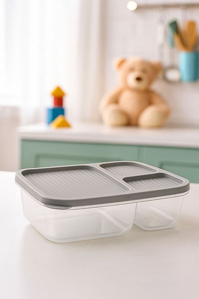 Melkan Home Three Compartment Storage Container 775+225+150 ml |   Bpa Free Children's Nutrition Container & Practical Lunch Box