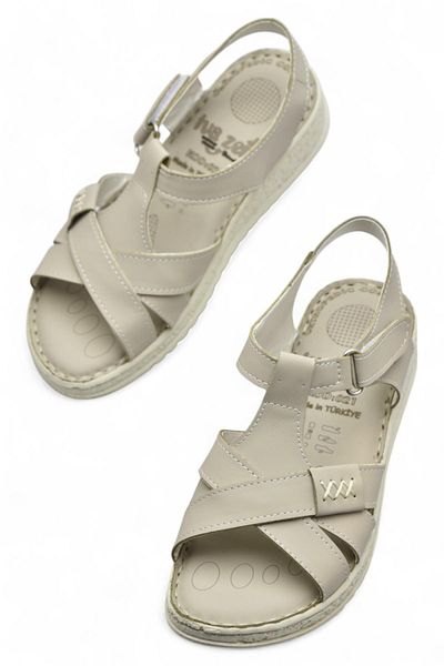 ISPARTALILAR 8149 FULL ORTHOPEDIC Genuine Leather Women's Sandal Leather Sandal İvazn
