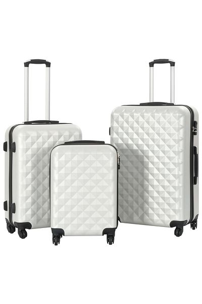 vidaxl Hard Shell Suitcase Set 3 Pieces Shiny Silver ABS 91887