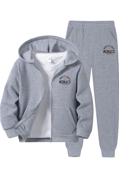 HOFFNUNG Full-Zip Monte Carlo Monaco Unisex Hooded Oversize Elastic Leg Tracksuit Set