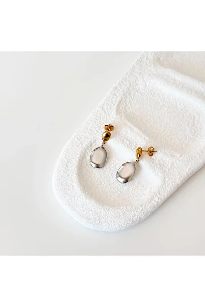 Vesce Atelier Gray Drop Steel Earrings