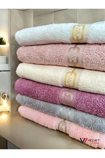 jn junenext Antibacterial & Highly Absorbent Set of 6 Bamboo Hand and Face Towels - 50X90 cm Z Pattern