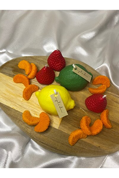 angelshinedesign %100 doğal soya wax ile meyve şeklinde dekoratif mum (5’li)