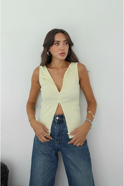 Havoş Light Yellow Dale Zipper Detailed Blouse