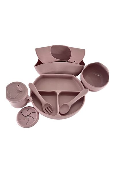 Mixbo Set 6 pieces baby food diversification, spoon, fork, cup, plate, bib, suction bowl, silicone, 6+ mon