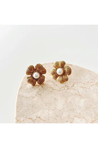 Vesce Atelier Gold Flower Steel Earrings