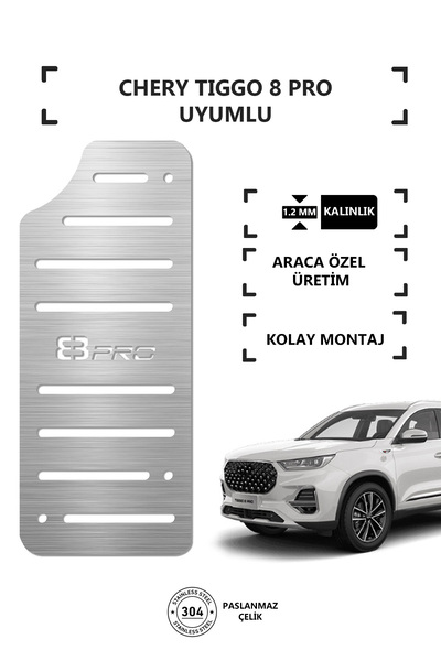 KromGaraj CHERY TIGGO 8 Ayak Dinlendirme Pedalı Krom Ayak Dayama Pedalı