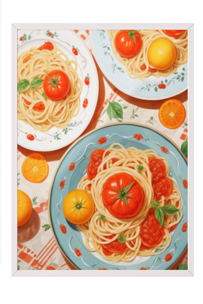 Zestia Tablou cu ramă albă, farfurie colorată pentru micul dejun – Compoziție...