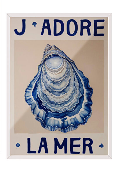 Zestia Tablou cu ramă albă, Ilustrație cu midii albastre – Briză de la malul ...