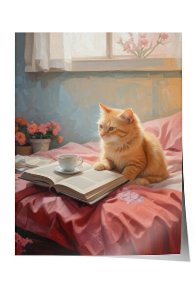 Zestia Poster fără ramă, pisică privind prin fereastră – Scenă caldă de acasă...