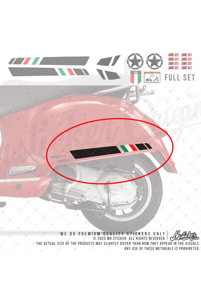 Bay Etiket STS17 Italy Ozel Seri Vespa GTS250 GTS300 Uyumlu Yan Çıta Sticker ...