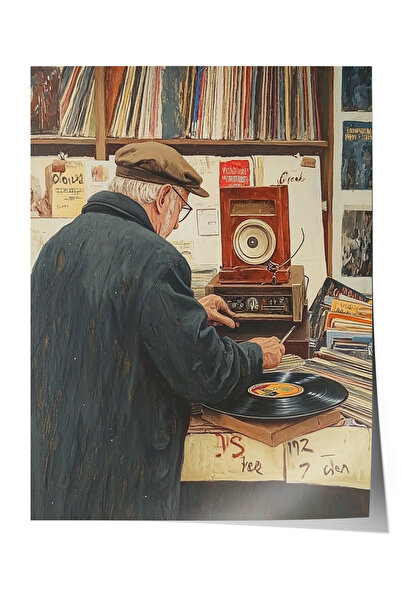 Zestia Poster fără ramă, pictură de un pictor care examinează pictura, poster...