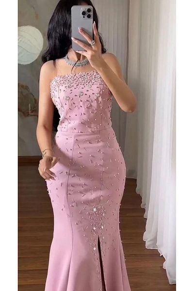 MEZON FASHION Evening dress studded with pearls