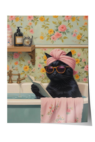 Zestia Αφίσα χωρίς πλαίσιο, Αστεία ιδέα για το μπάνιο: Γάτα με γυαλιά, Αφίσα ...