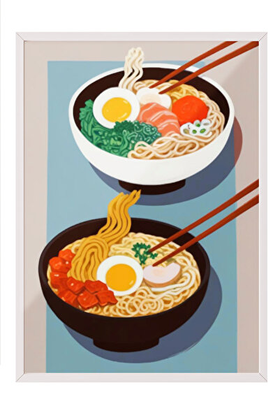 Zestia Πίνακας με λευκό πλαίσιο, Ράμεν & Αυγά – Ιαπωνική Γεύση, Διακοσμητική ...