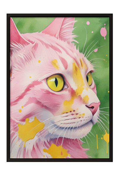 Zestia Tablou în ramă neagră, Pisică colorată – Ilustrație stilizată, Poster ...