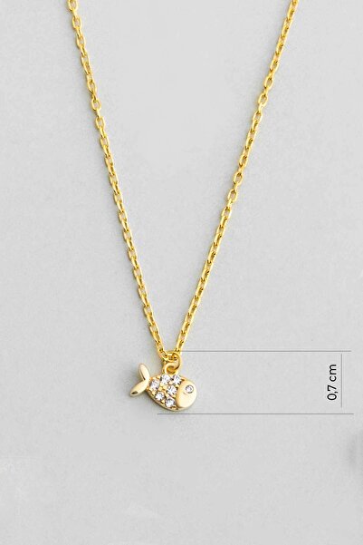 So CHIC... Little Fish 18 Ayar Sarı Altın Kaplama 45 Cm Gümüş Kolye