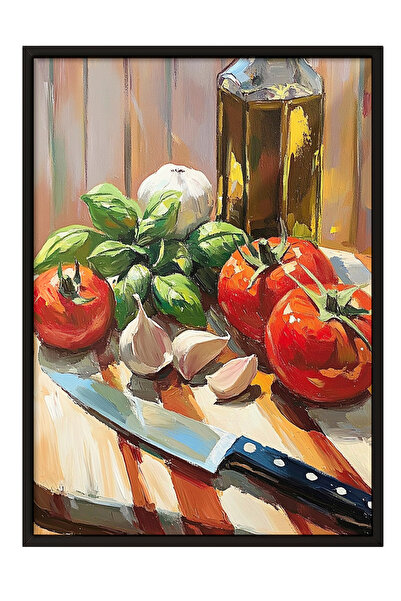 Zestia Tablou înrămat negru, cu roșii și mozzarella – Masă mediteraneană, Pos...
