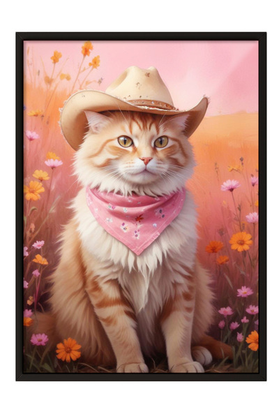 Zestia Πίνακας με μαύρο πλαίσιο, Αφράτη γάτα – Χαριτωμένη εικονογράφηση, Διακ...