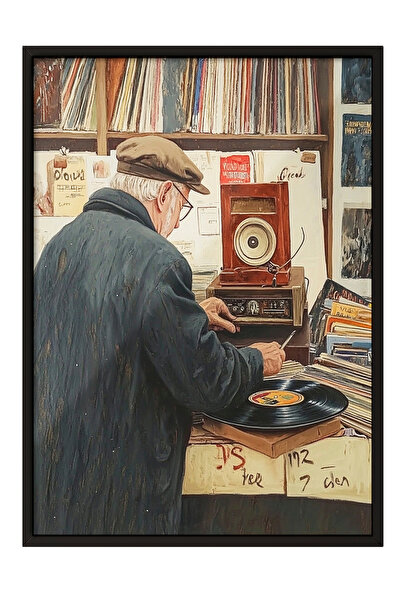 Zestia Tablou cu ramă neagră, Pictor care examinează picturile, Poster decora...