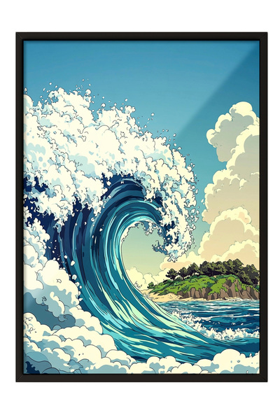 Zestia Tablou înrămat negru, Valul Oceanului Gigant – Artă Japoneză, Poster p...